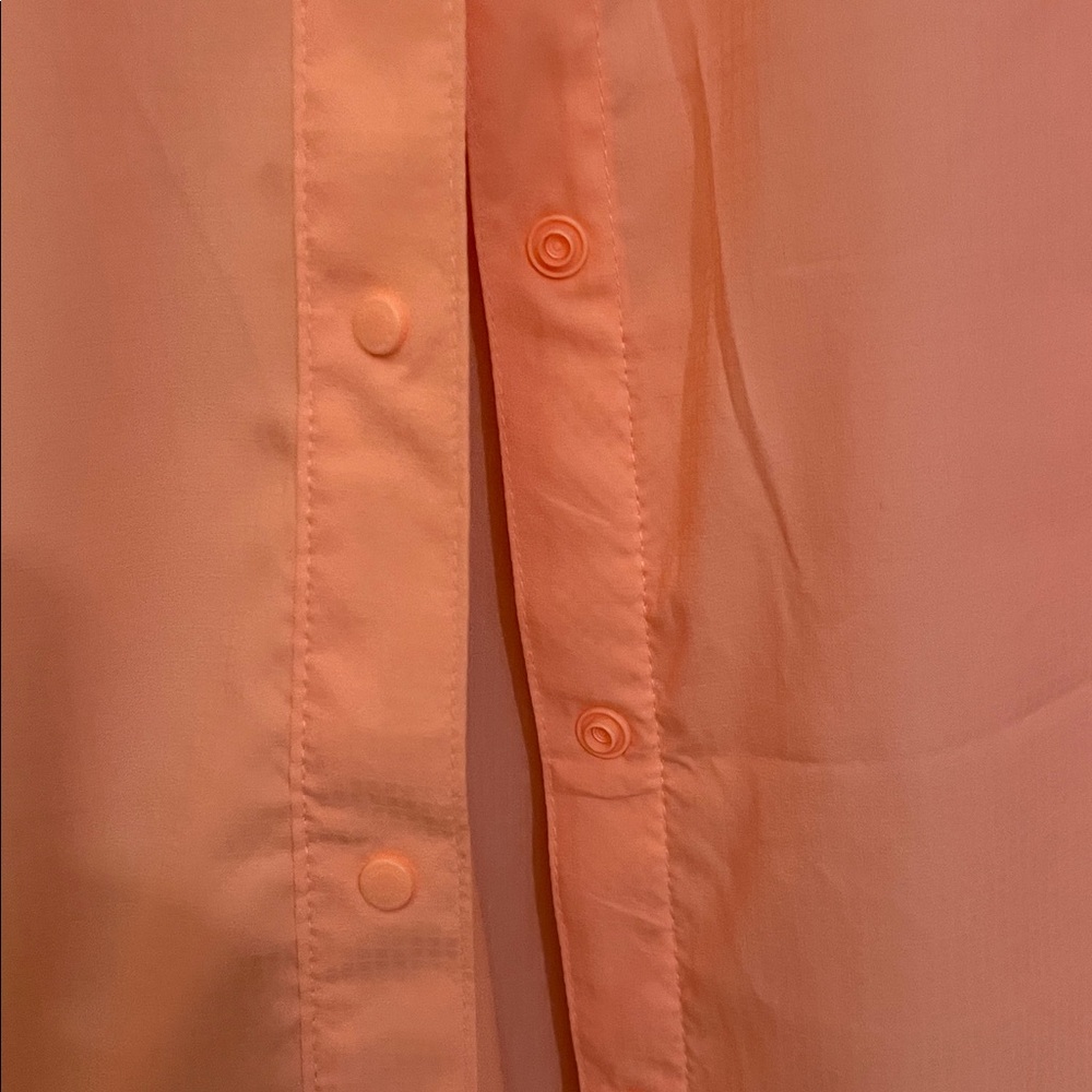 Columbia PFG Shirt Womens Large Orange Vent Long Sleeve Button Fishing UPF 30 - Picture 8 of 9